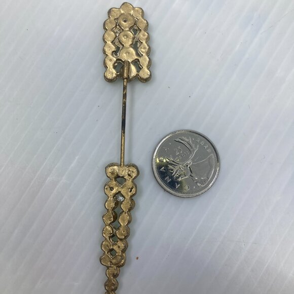 Vtg 1940 green rhinestone crystal drop let pin brooch - Picture 2 of 4